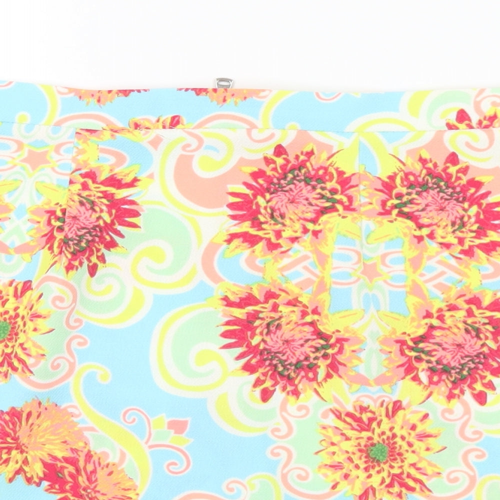 River Island Womens Multicoloured Geometric Polyester A-Line Skirt Size 12 Zip