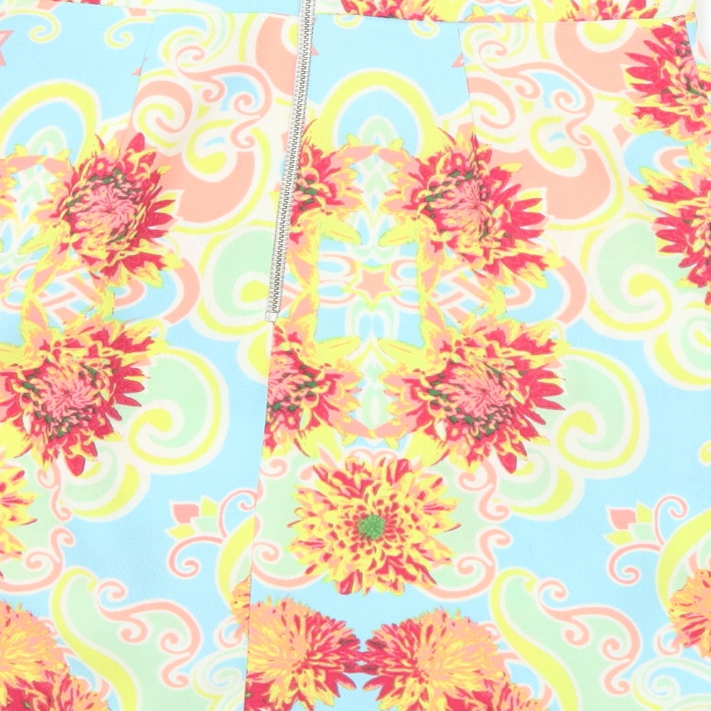 River Island Womens Multicoloured Geometric Polyester A-Line Skirt Size 12 Zip