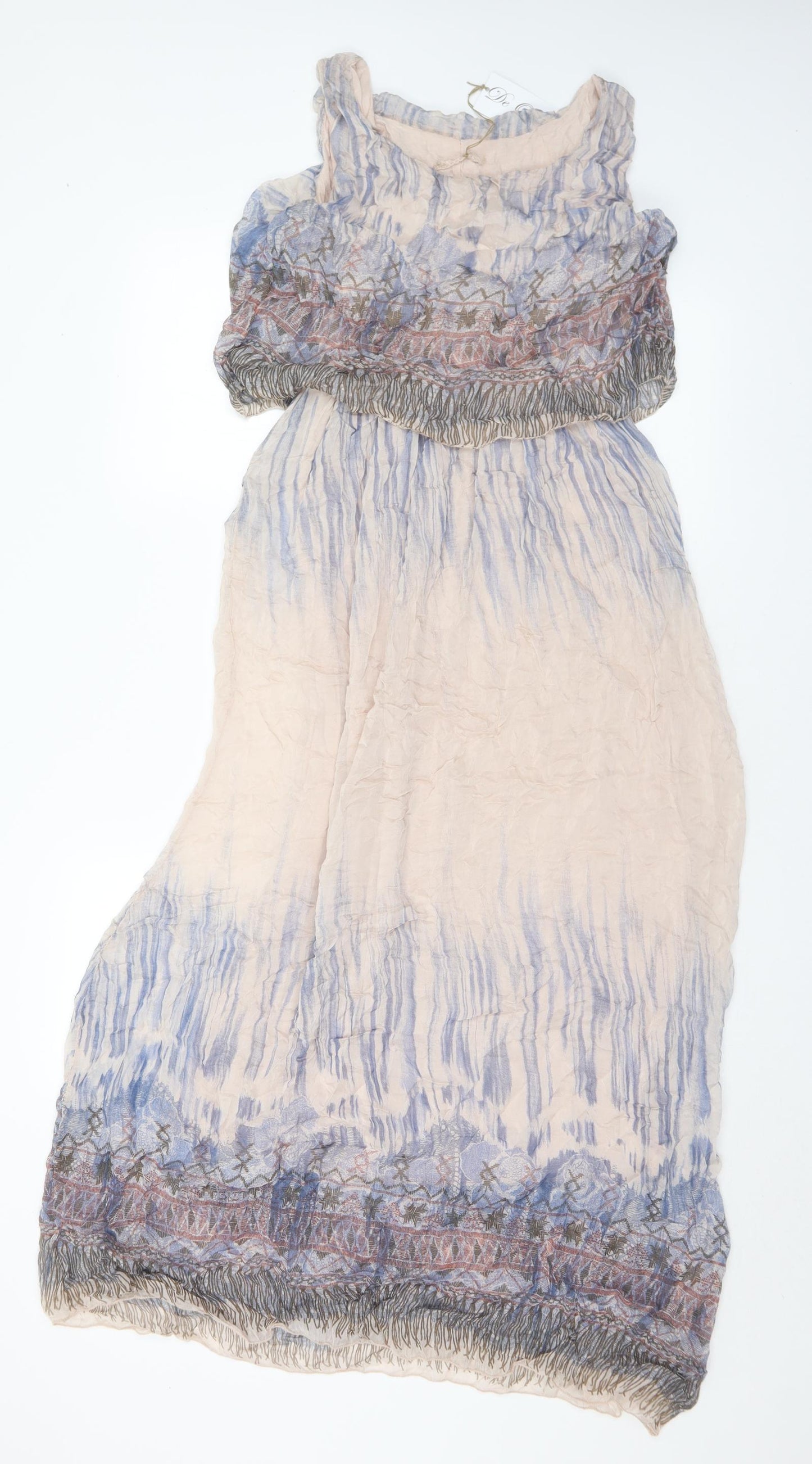 De Olveira Womens Multicoloured Geometric Viscose Maxi Size M Round Neck - M/L