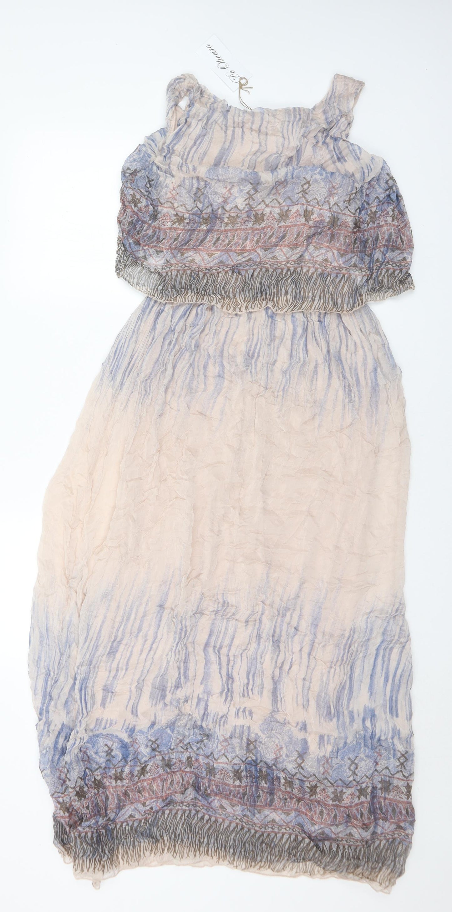 De Olveira Womens Multicoloured Geometric Viscose Maxi Size M Round Neck - M/L