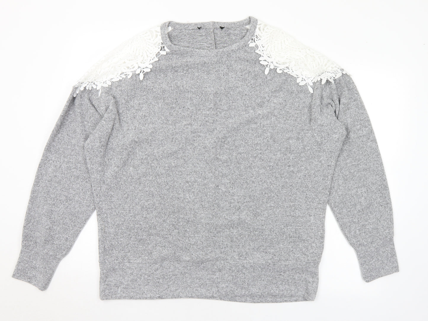 Dorothy Perkins Womens Grey Round Neck Polyester Pullover Jumper Size 18