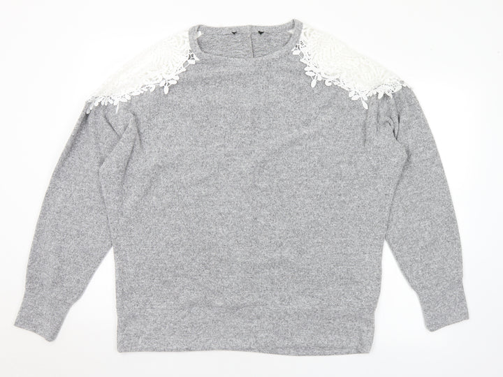 Dorothy Perkins Womens Grey Round Neck Polyester Pullover Jumper Size 18