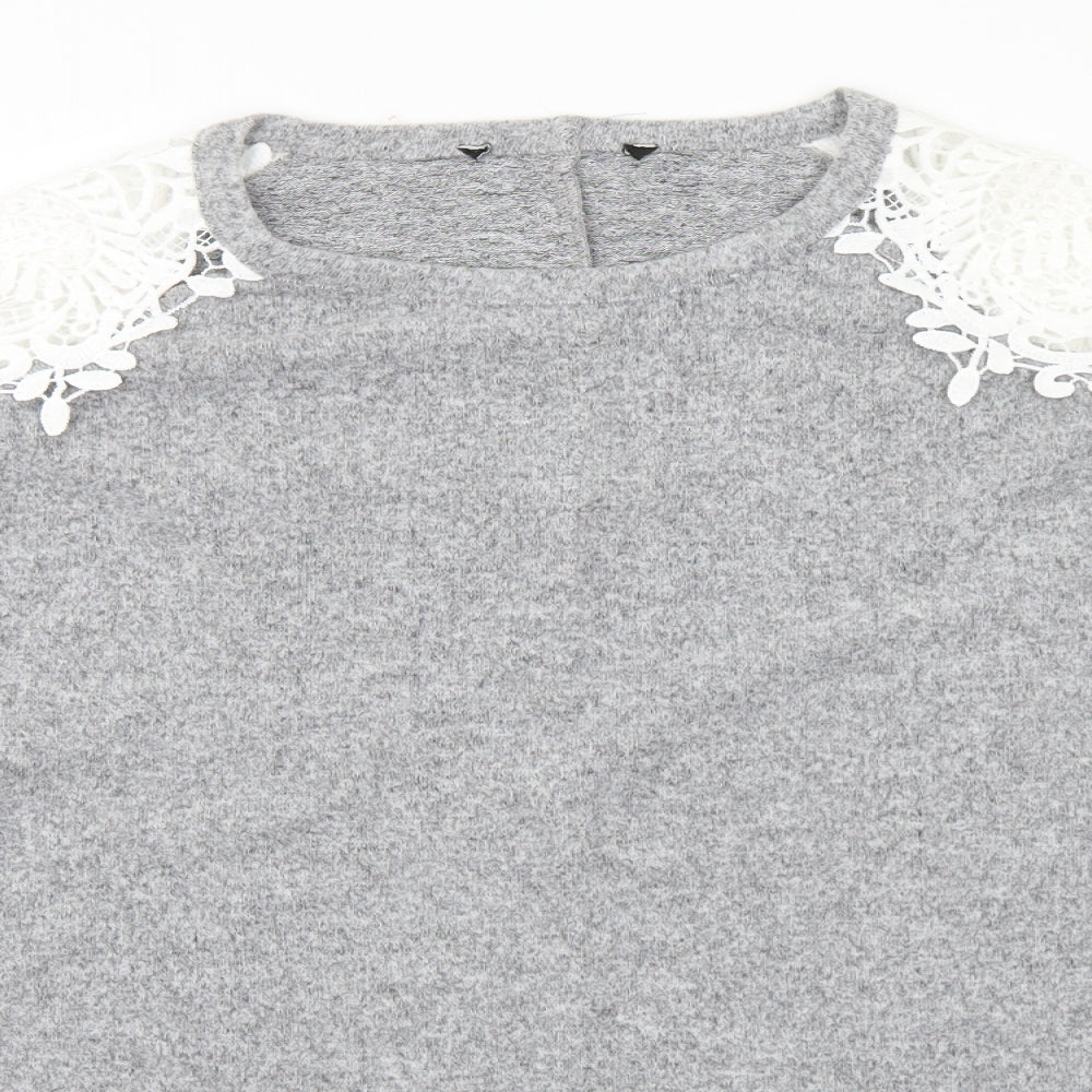 Dorothy Perkins Womens Grey Round Neck Polyester Pullover Jumper Size 18