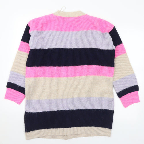 George Womens Multicoloured V-Neck Striped Acrylic Cardigan Jumper Size 12