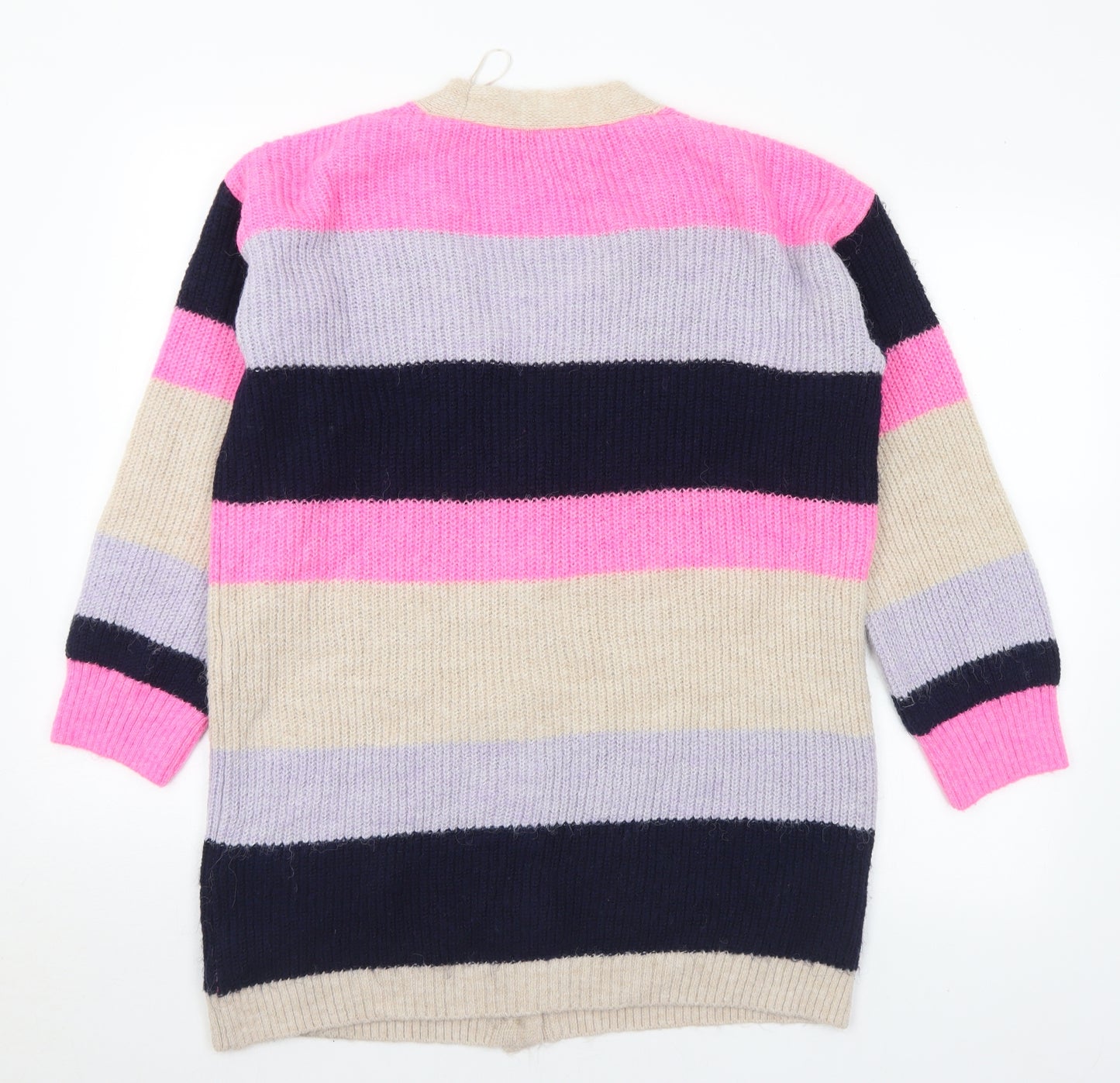 George Womens Multicoloured V-Neck Striped Acrylic Cardigan Jumper Size 12