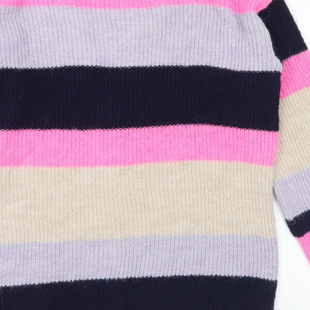 George Womens Multicoloured V-Neck Striped Acrylic Cardigan Jumper Size 12