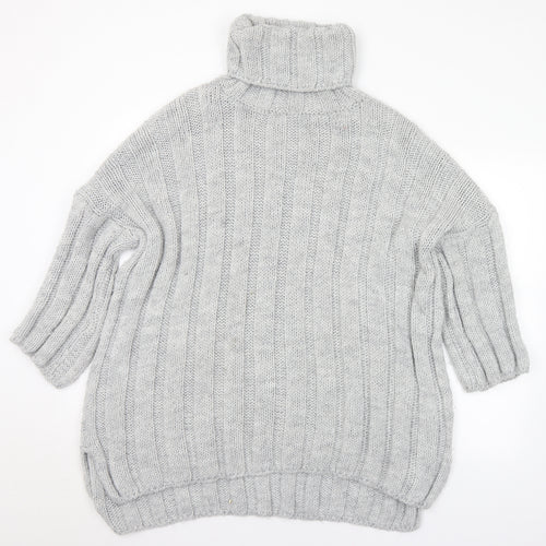 Preworn Womens Grey Roll Neck Acrylic Pullover Jumper Size XL