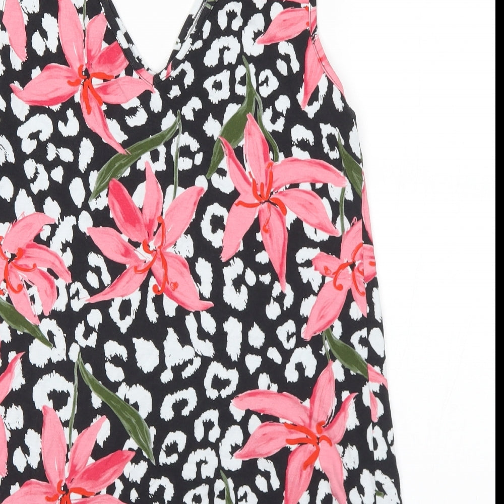 F&F Womens Multicoloured Floral Viscose Basic Tank Size 8 V-Neck