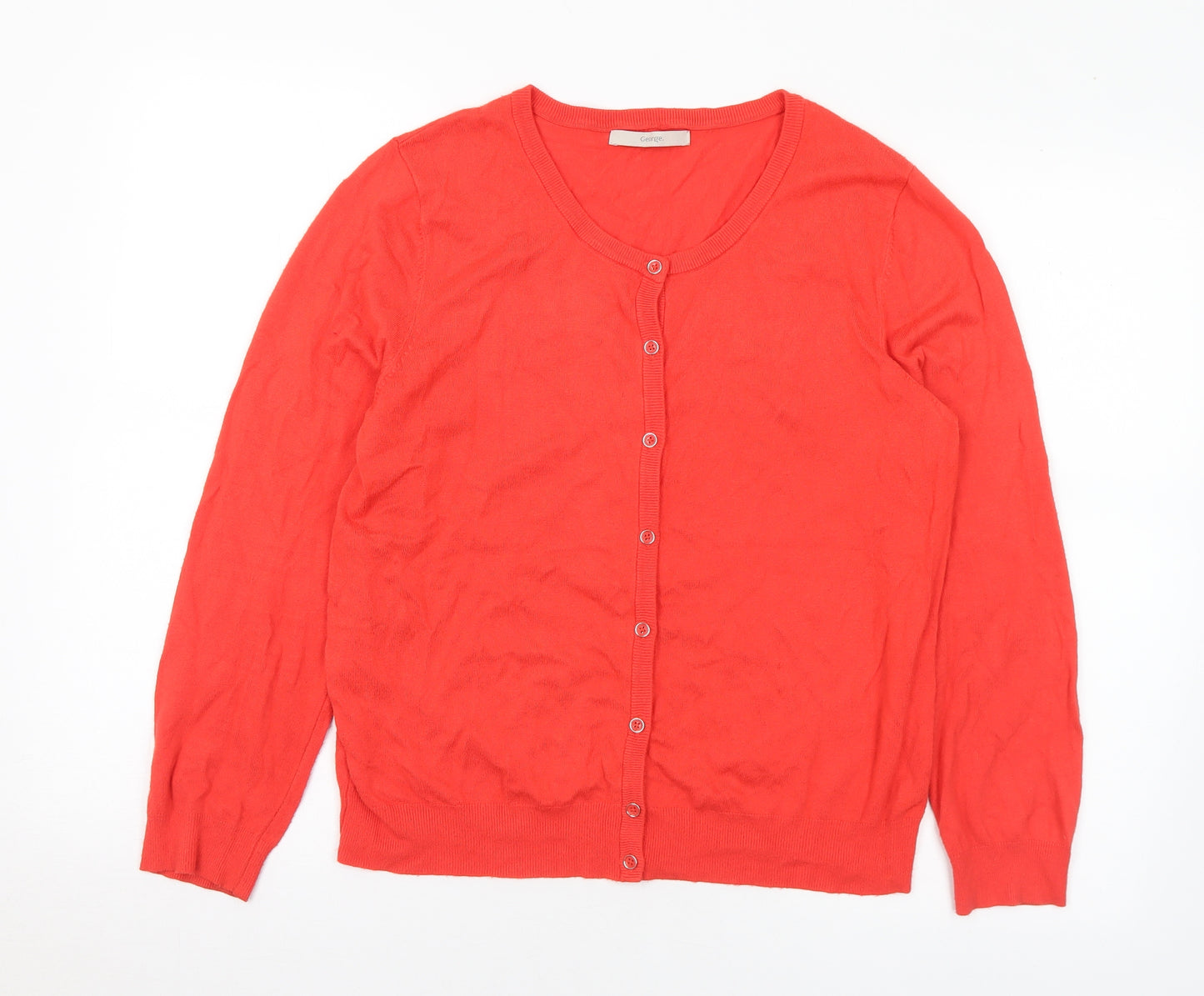 George Womens Red Round Neck Viscose Cardigan Jumper Size 14
