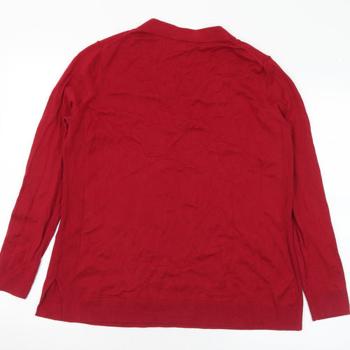 Gap Womens Red V-Neck Cotton Pullover Jumper Size L
