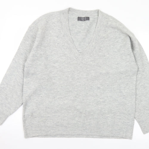 Primark Womens Grey V-Neck Acrylic Pullover Jumper Size 14 - 14-16