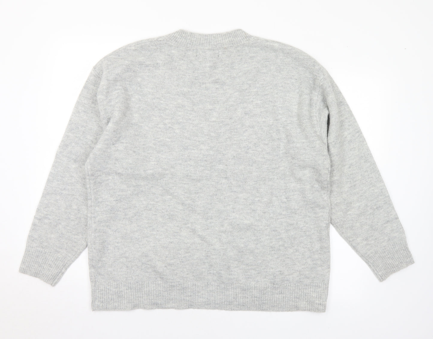 Primark Womens Grey V-Neck Acrylic Pullover Jumper Size 14 - 14-16