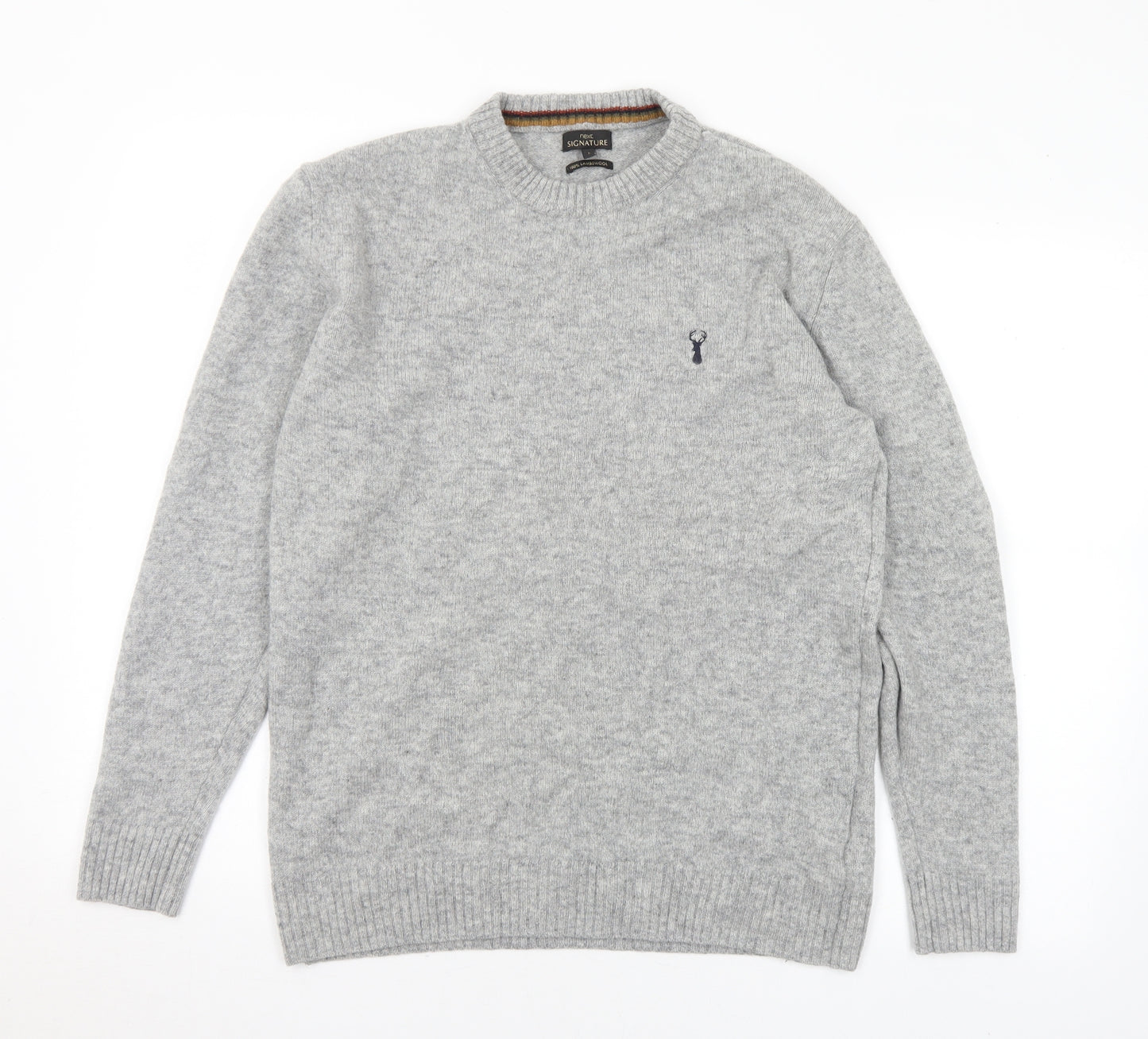 NEXT Womens Grey Crew Neck Wool Pullover Jumper Size L
