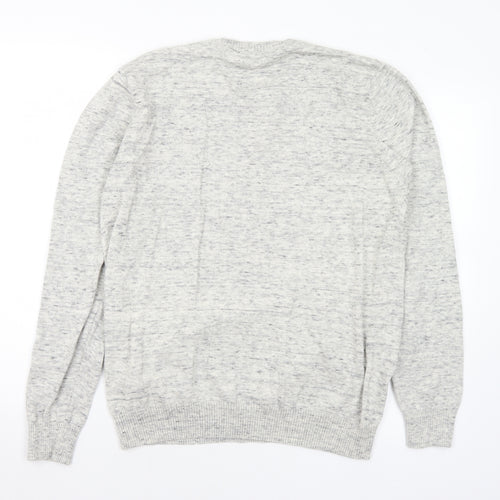 Cedar Wood State Womens Grey V-Neck Cotton Pullover Jumper Size L