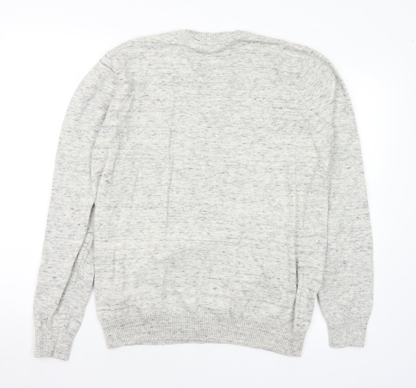 Cedar Wood State Womens Grey V-Neck Cotton Pullover Jumper Size L