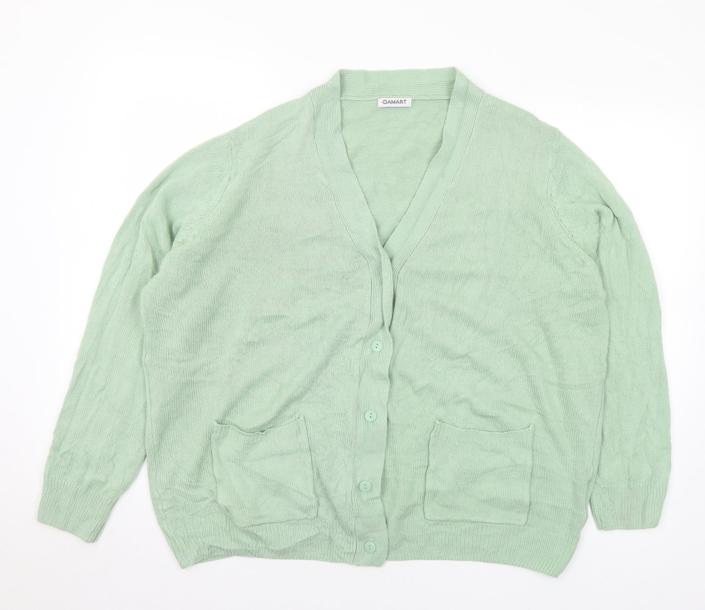 Damart Womens Green V-Neck Acrylic Cardigan Jumper Size 22