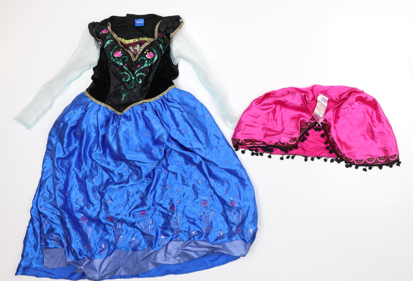 Disney Girls Multicoloured Geometric Polyester Fit & Flare Size 7-8 Years Square Neck - Frozen Fancy Dress