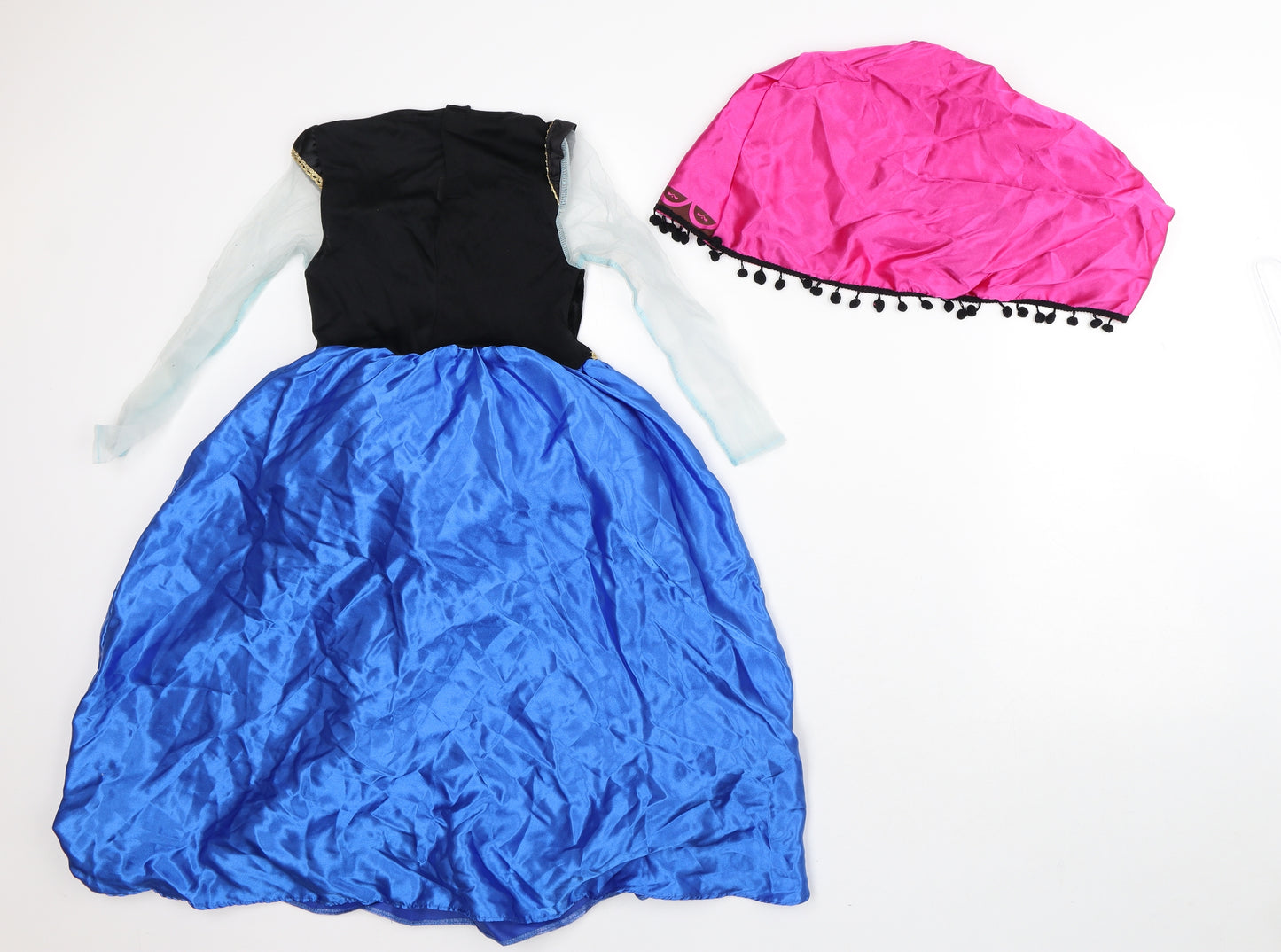 Disney Girls Multicoloured Geometric Polyester Fit & Flare Size 7-8 Years Square Neck - Frozen Fancy Dress
