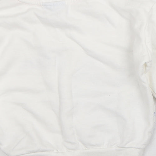 Disney Girls White Cotton Pullover Sweatshirt Size 7-8 Years - Frozen