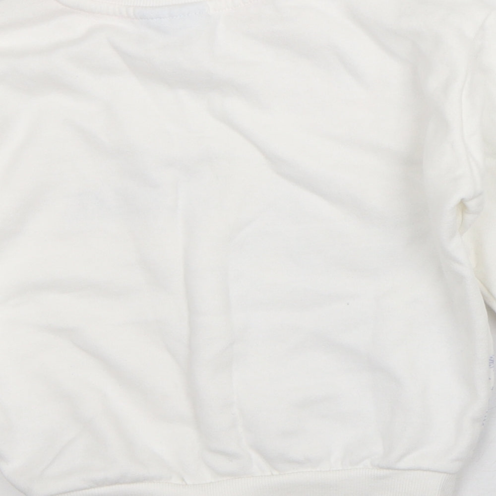 Disney Girls White Cotton Pullover Sweatshirt Size 7-8 Years - Frozen