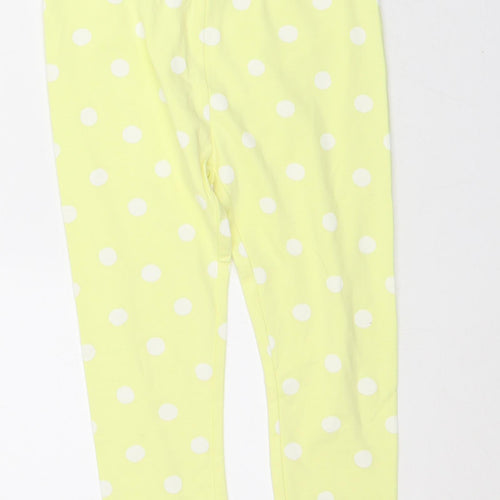 Dunnes Stores Girls Yellow Polka Dot Cotton Capri Trousers Size 7-8 Years Slim - Leggings