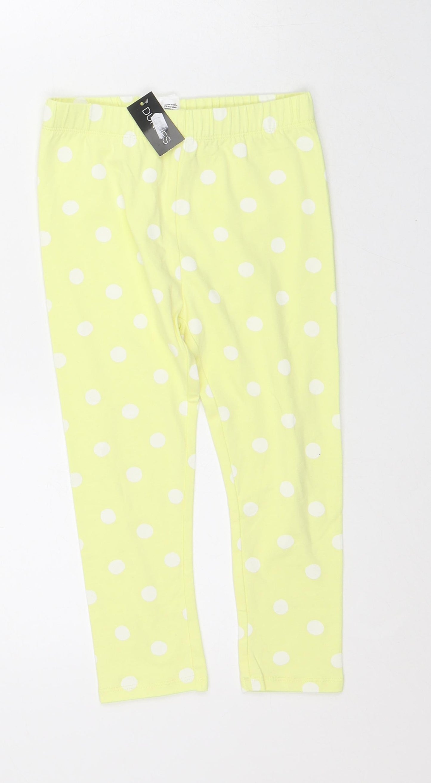 Dunnes Stores Girls Yellow Polka Dot Cotton Capri Trousers Size 7-8 Years Slim - Leggings