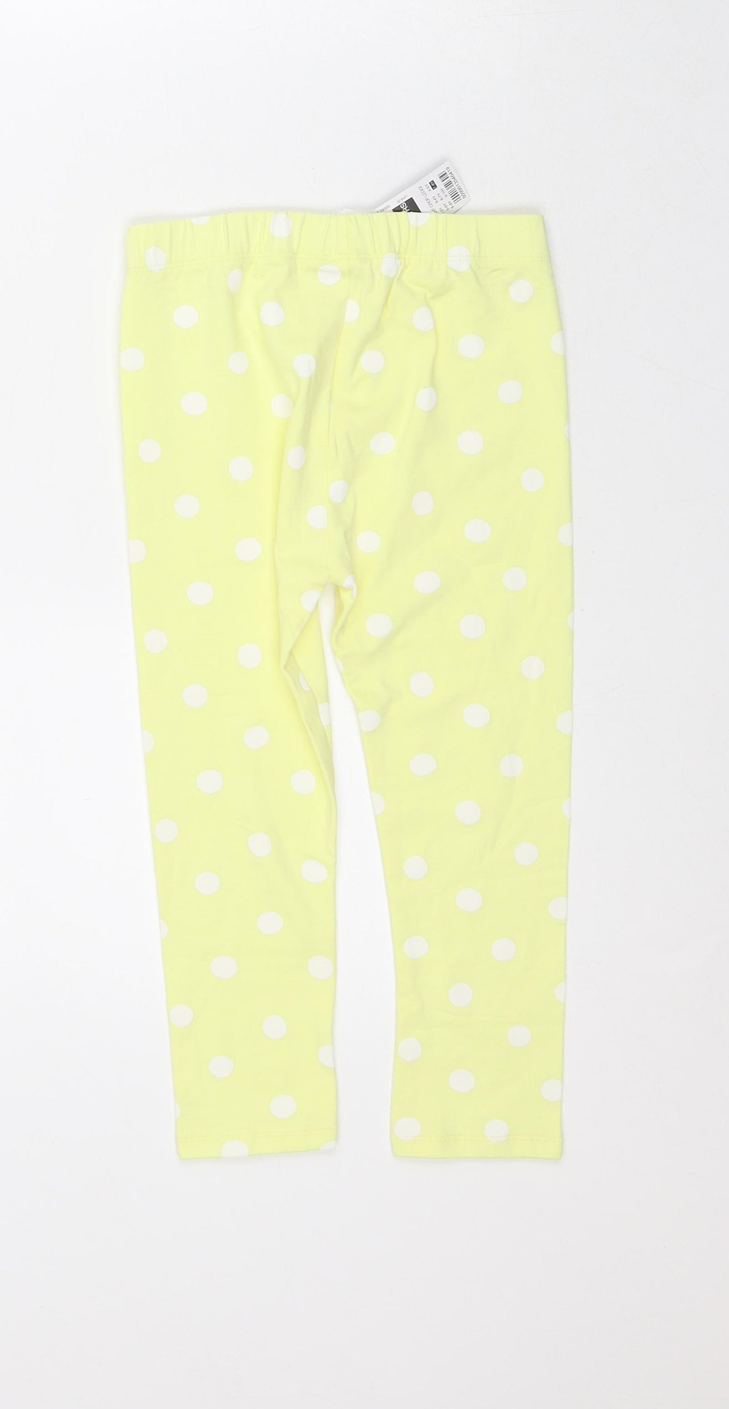 Dunnes Stores Girls Yellow Polka Dot Cotton Capri Trousers Size 7-8 Years Slim - Leggings