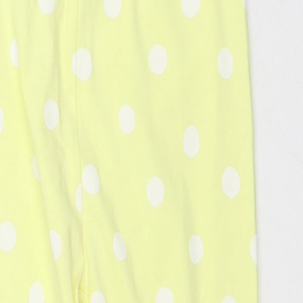 Dunnes Stores Girls Yellow Polka Dot Cotton Capri Trousers Size 7-8 Years Slim - Leggings
