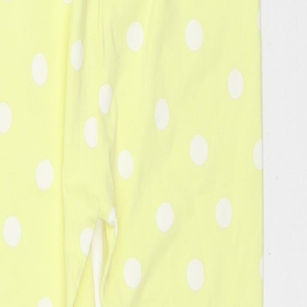 Dunnes Stores Girls Yellow Polka Dot Cotton Capri Trousers Size 7-8 Years Slim - Leggings