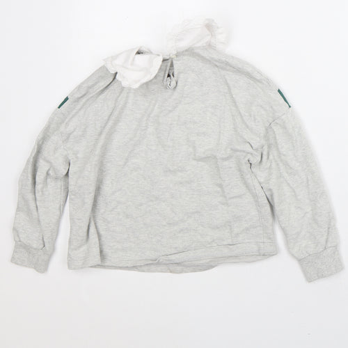 NEXT Girls Grey Striped Cotton Pullover Sweatshirt Size 6-7 Years