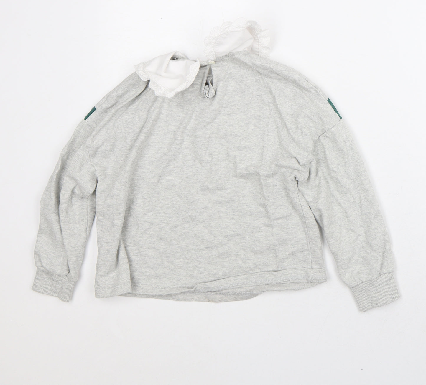 NEXT Girls Grey Striped Cotton Pullover Sweatshirt Size 6-7 Years