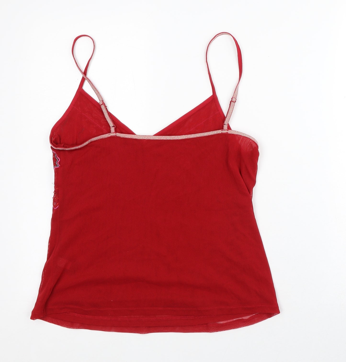 NEXT Womens Red Geometric Nylon Cropped Tank Size 16 V-Neck