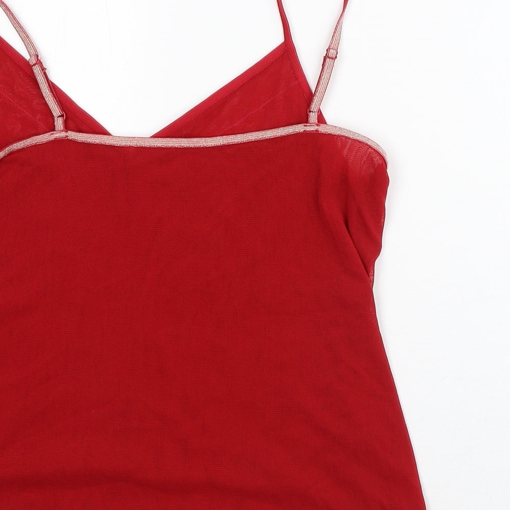 NEXT Womens Red Geometric Nylon Cropped Tank Size 16 V-Neck
