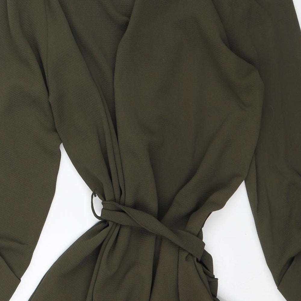 F&F Womens Green Polyester Fit & Flare Size 10 V-Neck