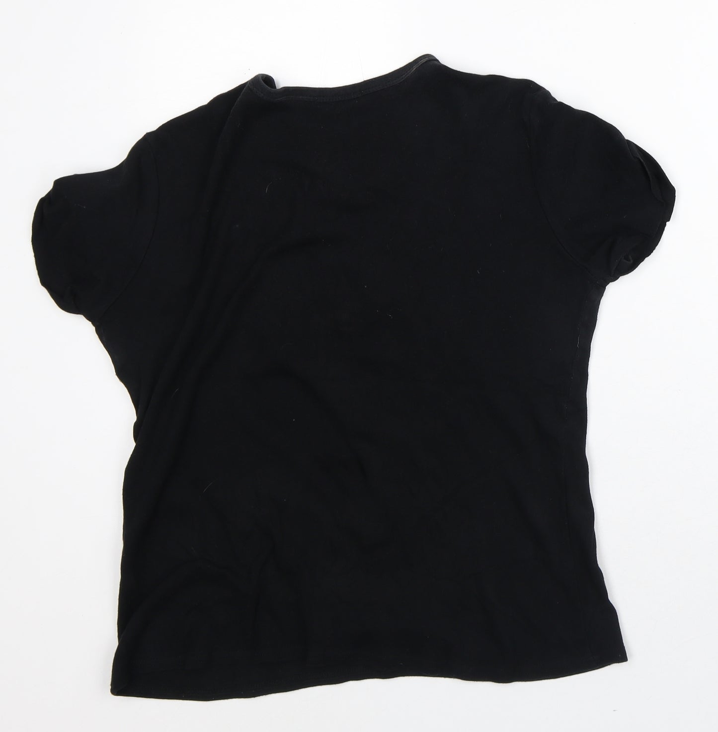 Quiz Womens Black Cotton Basic T-Shirt Size 12 Crew Neck - Sassy