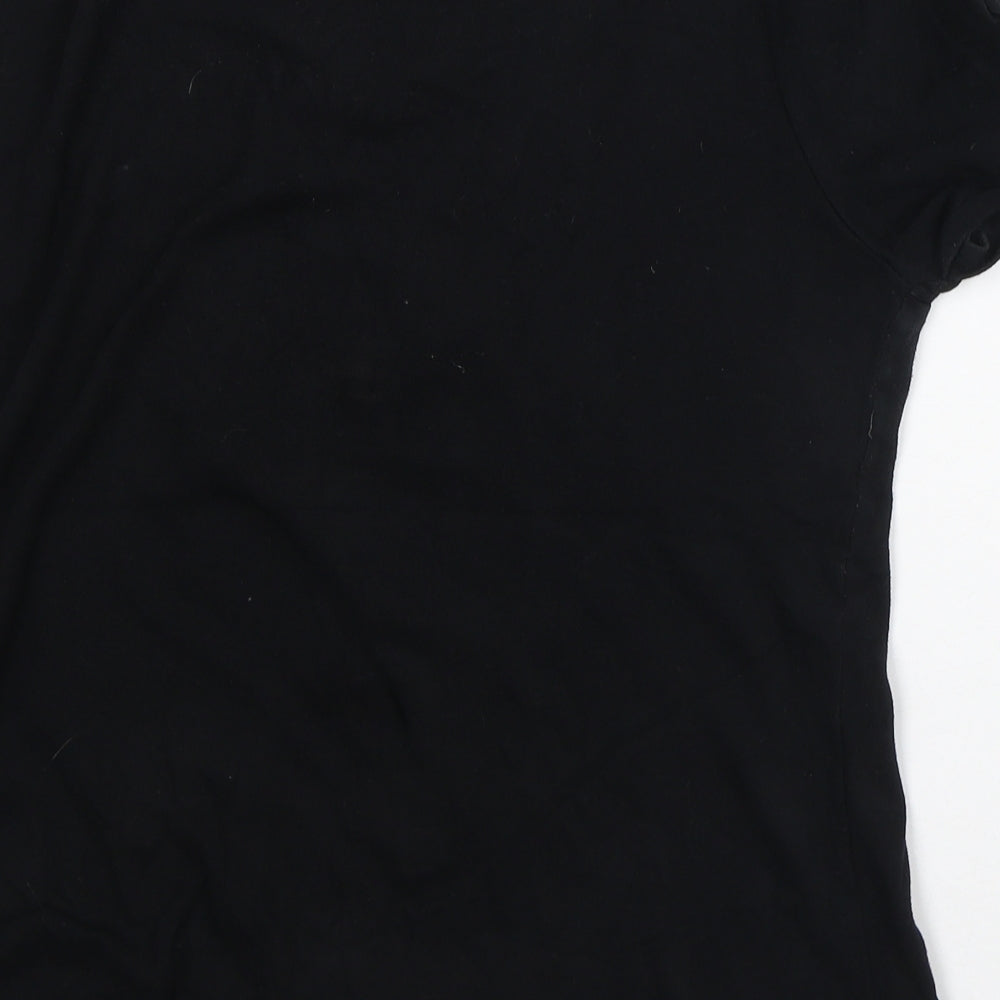 Quiz Womens Black Cotton Basic T-Shirt Size 12 Crew Neck - Sassy