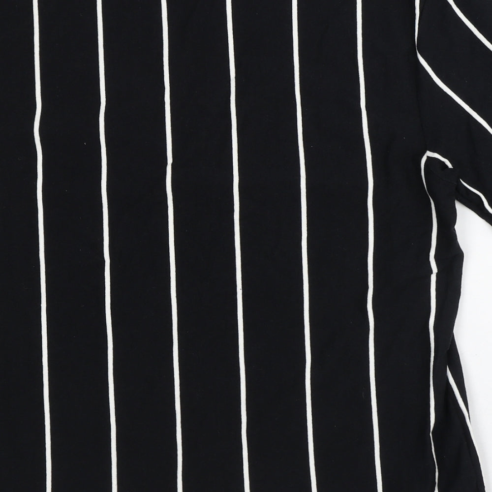 Topman Mens Black Striped Cotton T-Shirt Size M Crew Neck