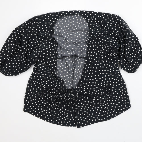 George Womens Black Polka Dot Viscose Tunic Blouse Size 10 Round Neck