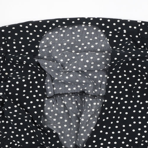 George Womens Black Polka Dot Viscose Tunic Blouse Size 10 Round Neck