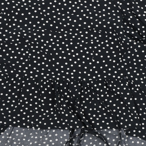 George Womens Black Polka Dot Viscose Tunic Blouse Size 10 Round Neck