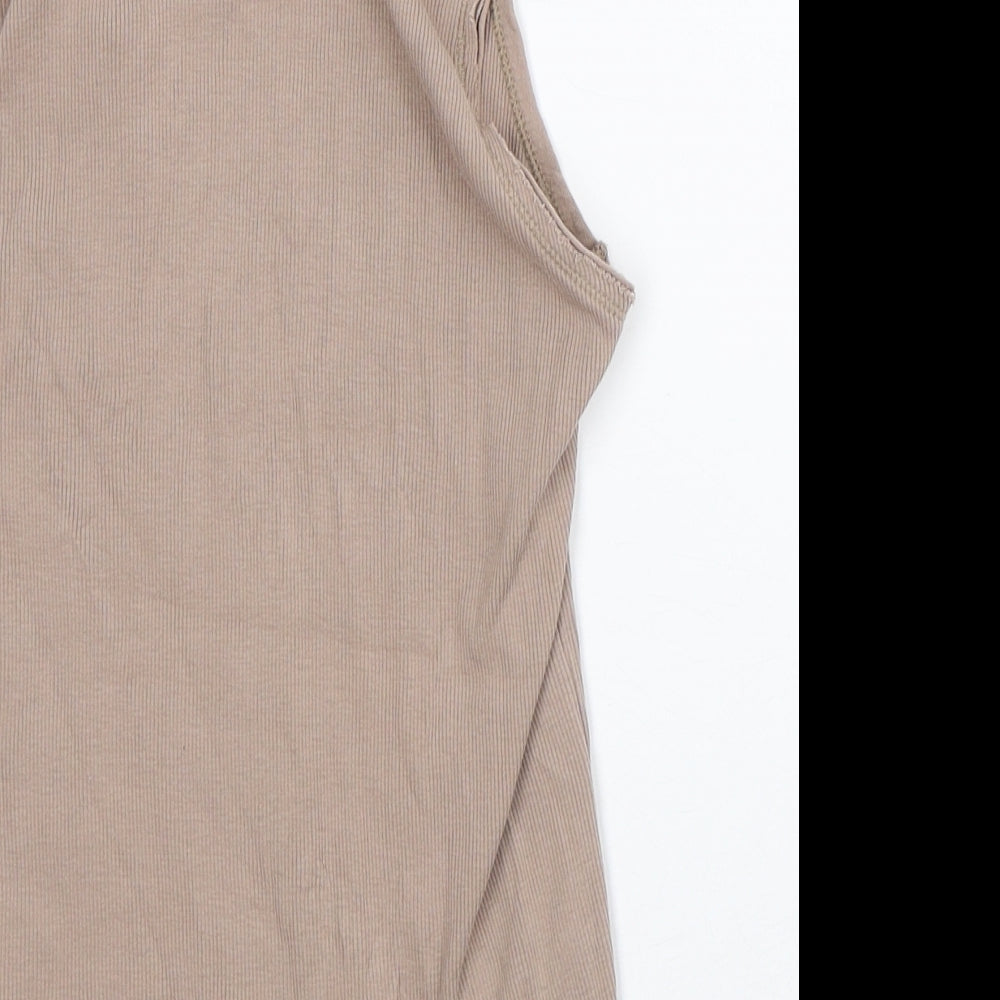 River Island Womens Brown Cotton Basic T-Shirt Size 14 Round Neck