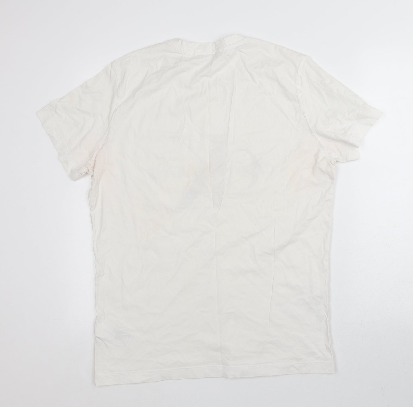 Calvin Klein Mens White Cotton T-Shirt Size XL Crew Neck