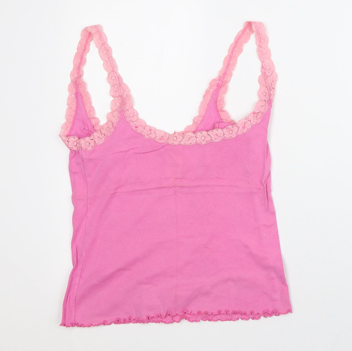 Secret Obsessions Womens Pink Cotton Basic Tank Size 16 Round Neck