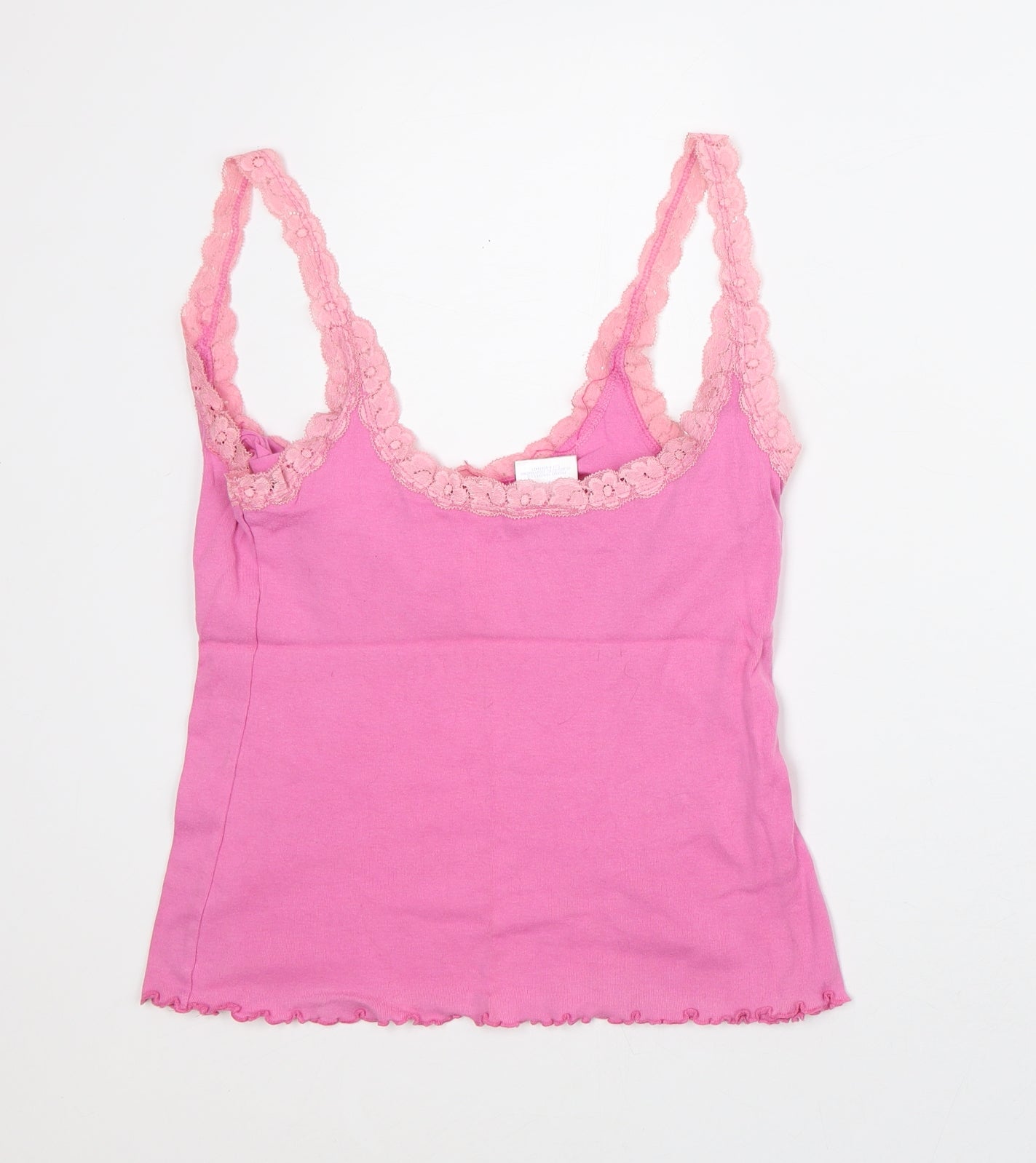 Secret Obsessions Womens Pink Cotton Basic Tank Size 16 Round Neck