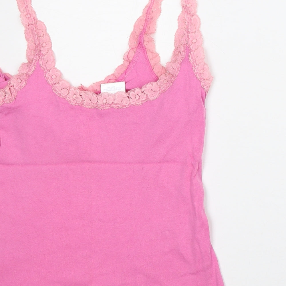 Secret Obsessions Womens Pink Cotton Basic Tank Size 16 Round Neck