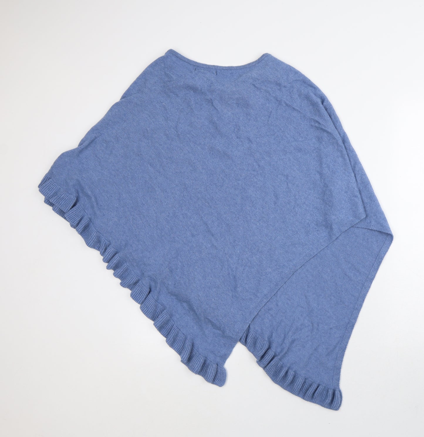 Made in Italy Womens Blue Round Neck Viscose Cape Jumper One Size