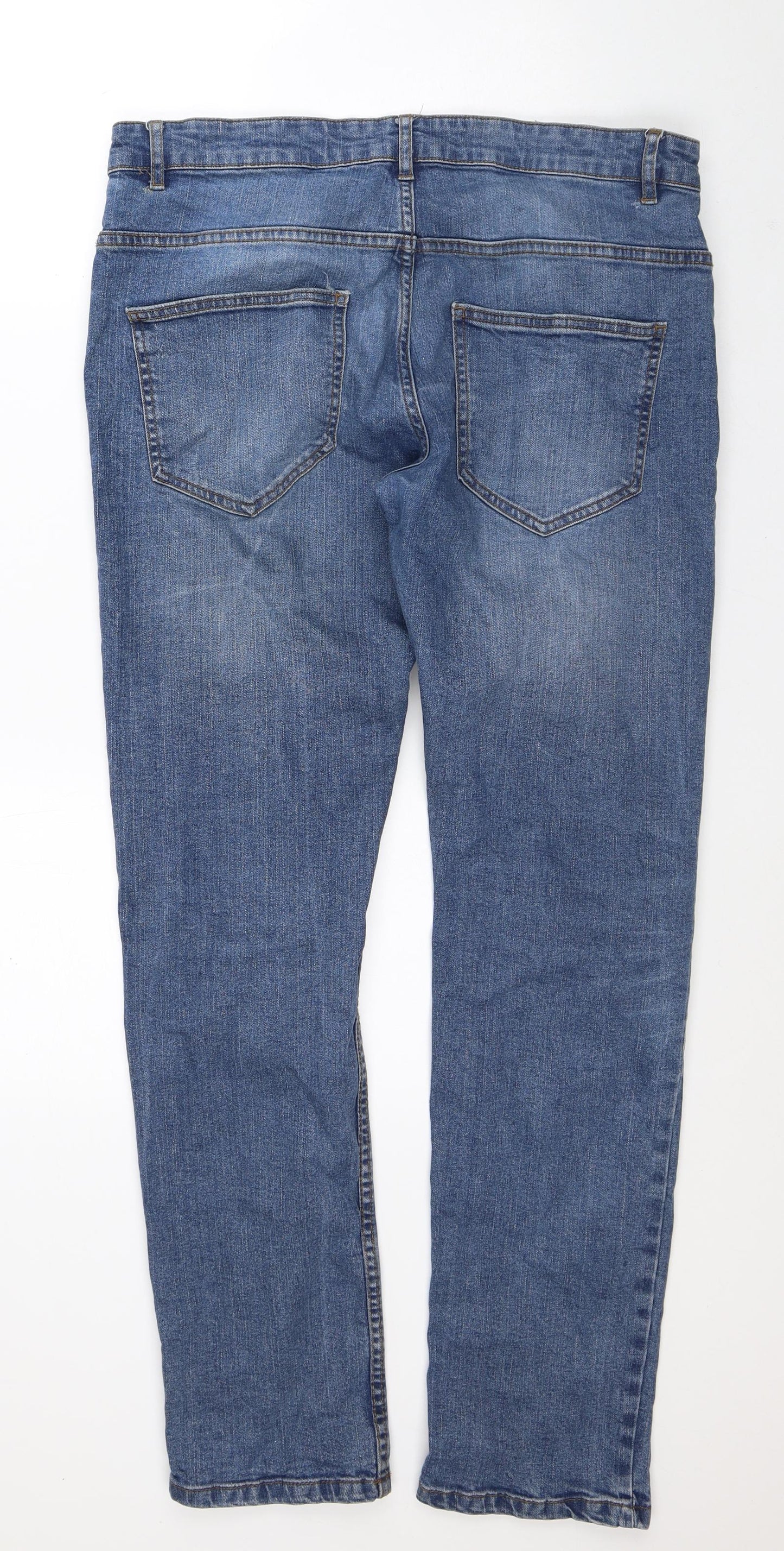 Dunnes Stores Mens Blue Cotton Straight Jeans Size 34 in L32 in Slim