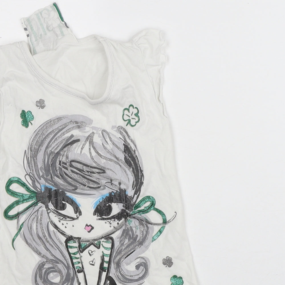 Irish Girls White Cotton Basic Tank Size 8 Years Round Neck - Irish Princess