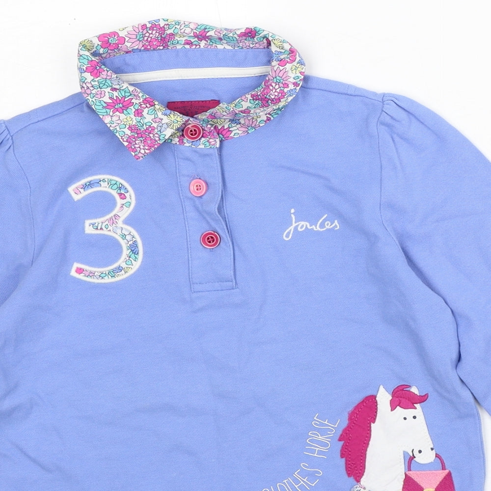 Joules Girls Purple Floral Cotton Pullover Sweatshirt Size 9-10 Years - Horse