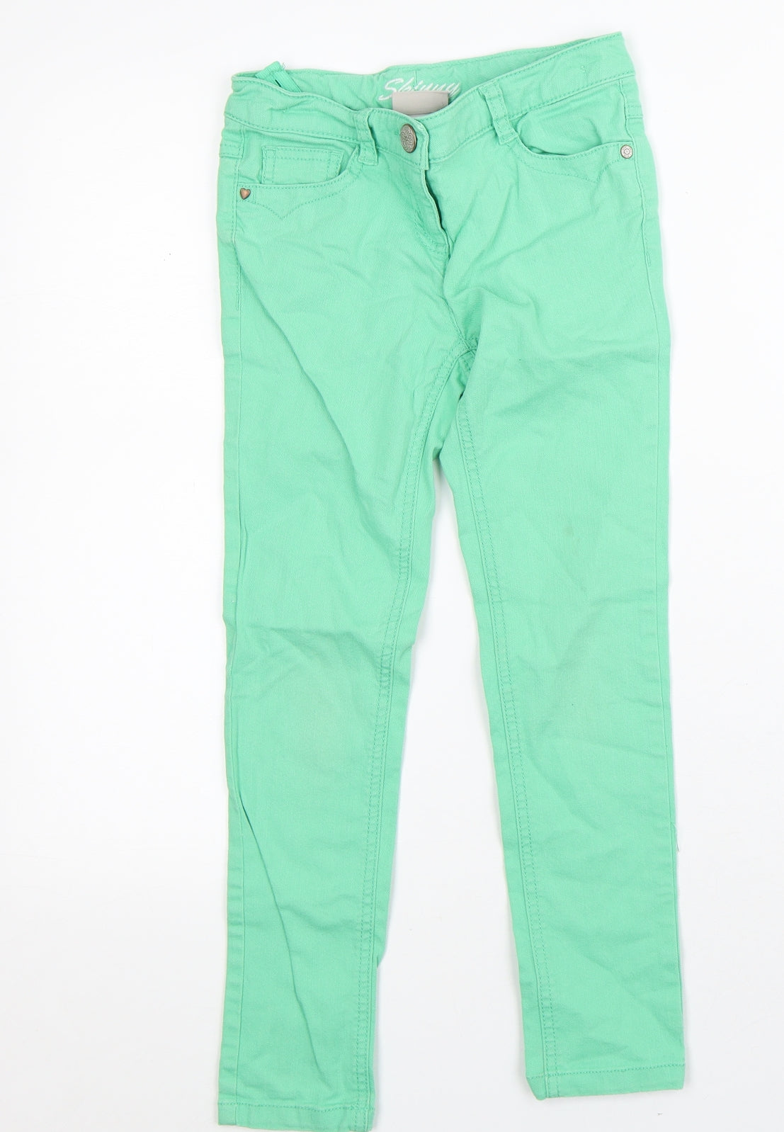 NEXT Girls Green Cotton Straight Jeans Size 8 Years Regular